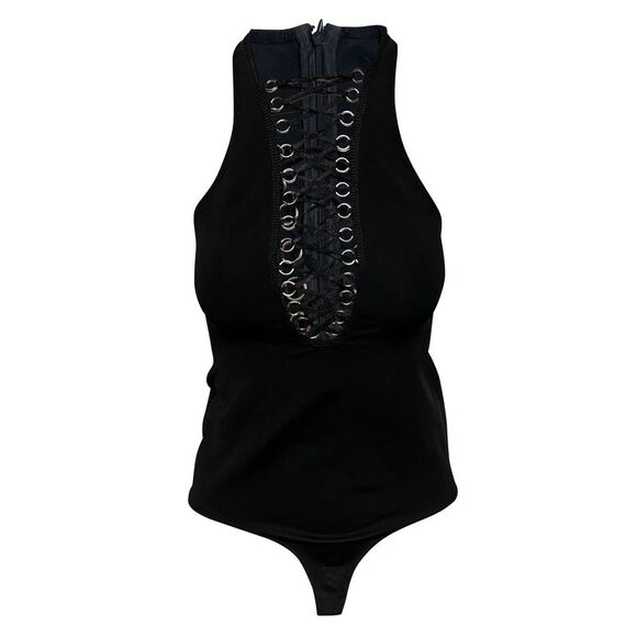 Givenchy Lace-Up Bodysuit in Black Viscose - Picture 1 of 9